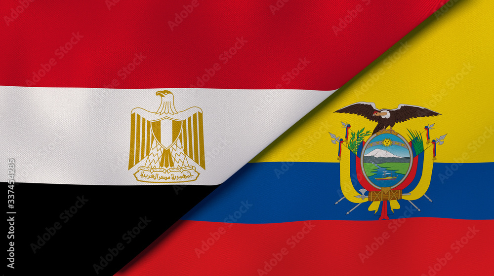 Obraz premium The flags of Egypt and Ecuador. News, reportage, business background. 3d illustration