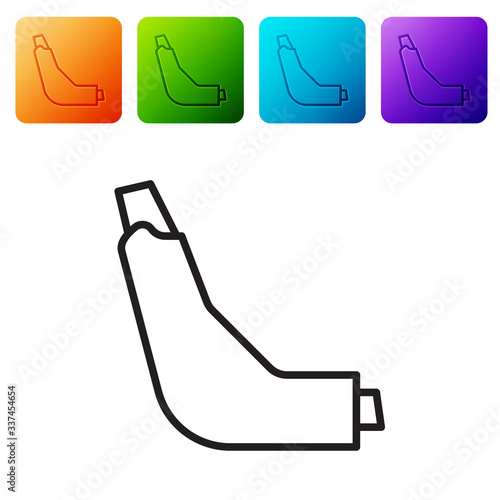 Black line Inhaler icon isolated on white background. Breather for cough relief, inhalation, allergic patient. Set icons in color square buttons. Vector Illustration