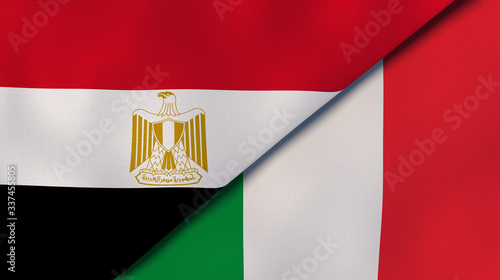 Tableau sur toile The flags of Egypt and Italy