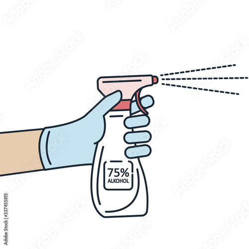 Anti-Bacterial Sanitizer Spray. Spray bottle icon. Alcohol spray. Household Chemicals. Infection control concept, Coronavirus, 2019-nCoV, flu, virus. Flat vector