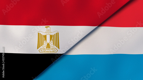 The flags of Egypt and Luxembourg. News, reportage, business background. 3d illustration photo