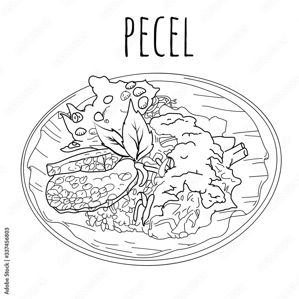 Pecel Food Vector Indonesia Illustration