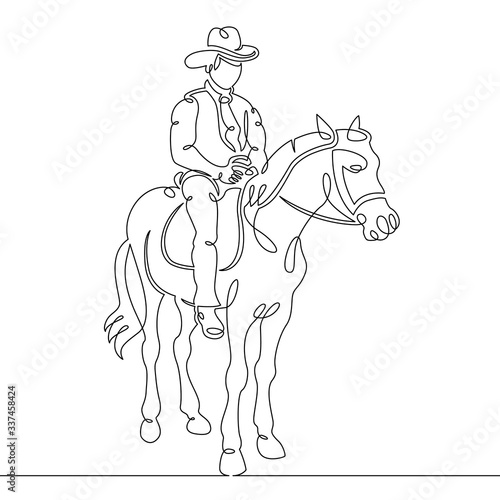 continuous single drawn line art doodle cowboy © derplan13