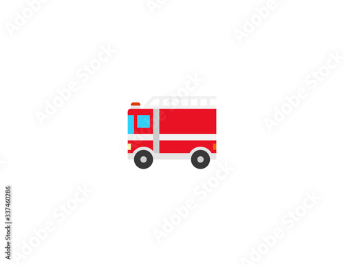 Fire engine vector flat icon. Isolated firefighter car emoji illustration 