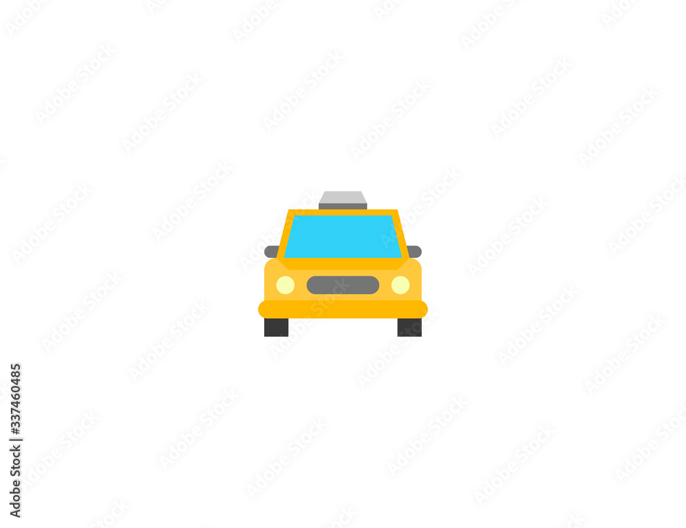 Taxi car vector flat icon. Isolated oncoming taxi cab emoji illustration 