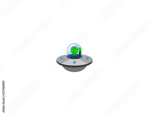 Flying saucer vector flat icon. Isolated ufo spacecraft, spaceship emoji illustration 
