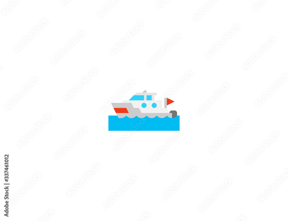 Motor boat vector flat icon. Isolated ferry boat emoji illustration 