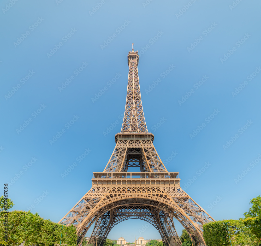 World famous Tour Eiffel under a sunny sky