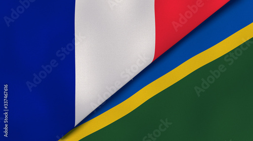 The flags of France and Solomon Islands. News, reportage, business background. 3d illustration photo