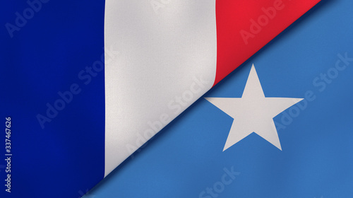 The flags of France and Somalia. News, reportage, business background. 3d illustration photo