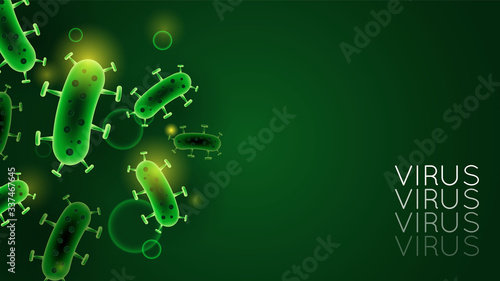 Background with green virus cells