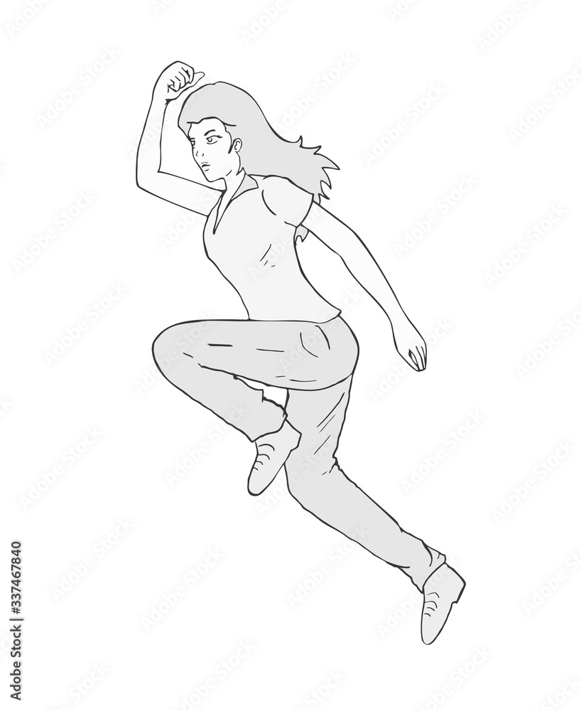 Design of happy woman jumping