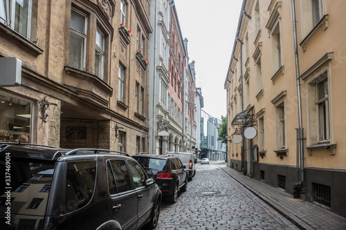 old cobblestone street in the city center. © Yuri Bizgaimer