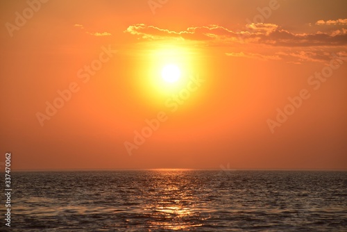 Jersey sunset, U.K. Spring ocean seascape. © alagz