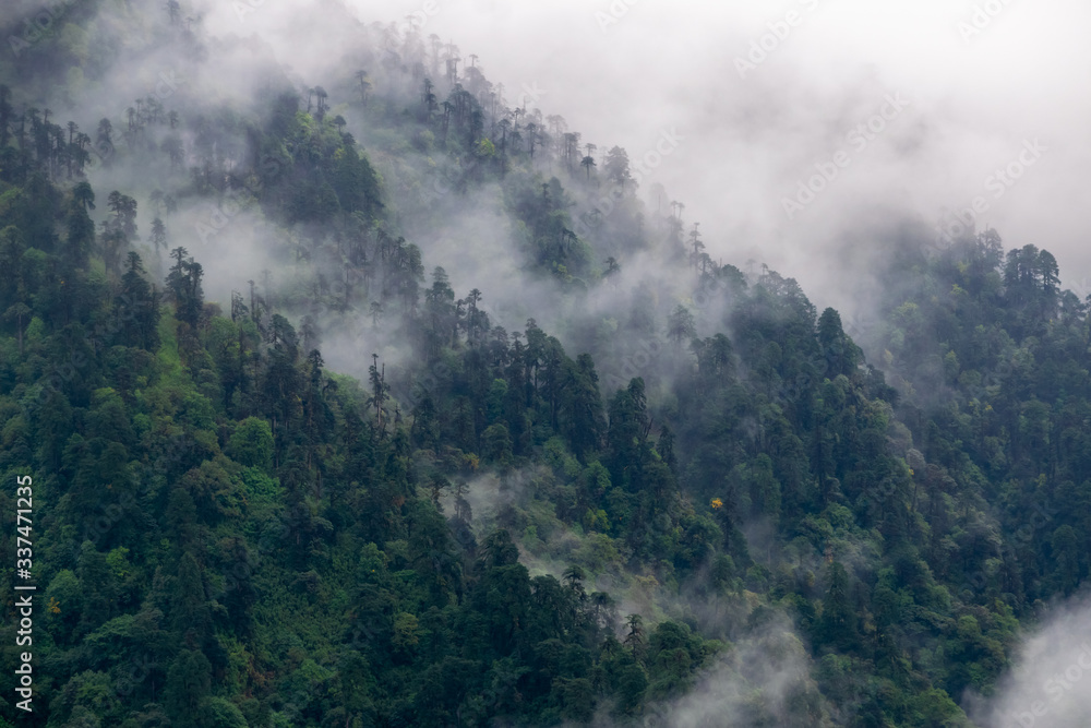 a beautiful mountain view with fog and clouds a beautiful mountain view with fog and clouds