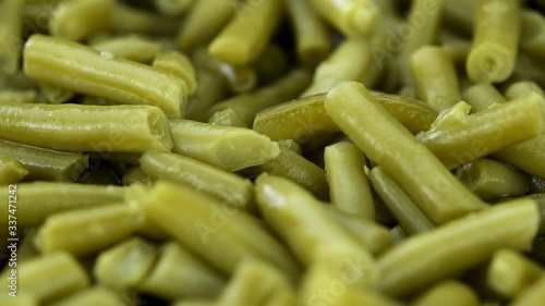 Preserved Green Beans on a rotating plate (seamless loopable; 4K)