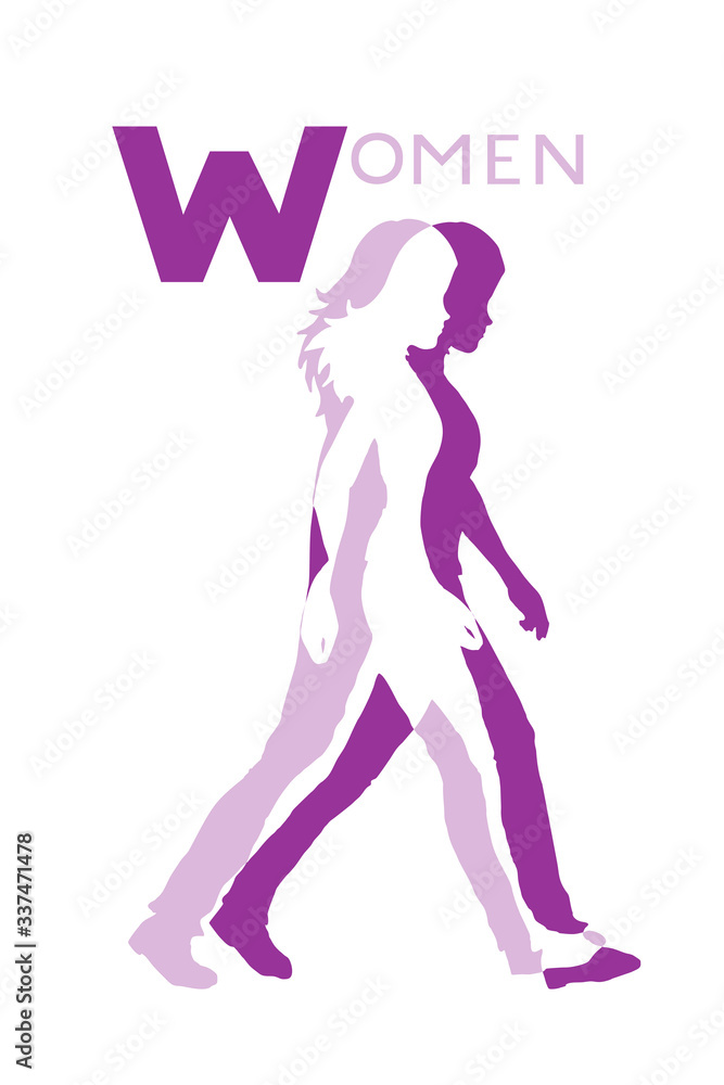 Creative design of woman walking illustration Creative design of woman walking illustration