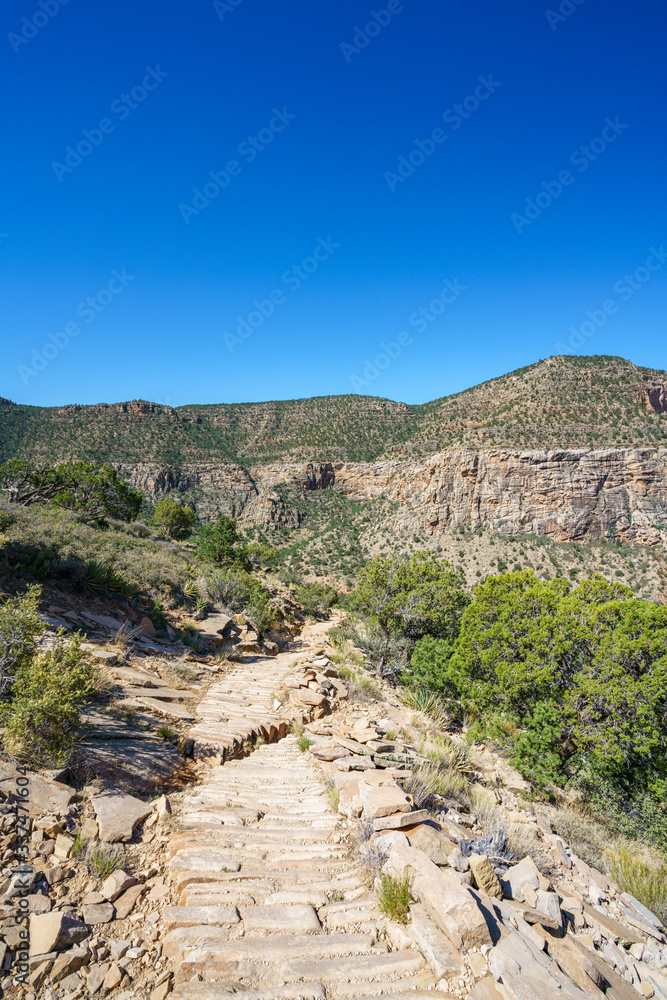 hiking the hermit trail at the south rim of grand canyon in arizona, usa