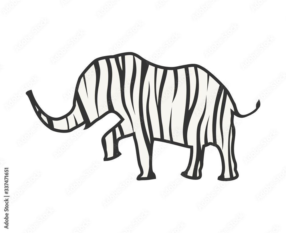 Creative design of elephant walking illustration Creative design of elephant walking illustration
