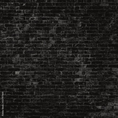 Black brick wall texture, square crop dark background