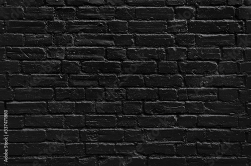 Leinwand Poster Black painted brick wall texture, dark background