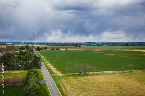 Landscape of Farmland with Storm Approaching