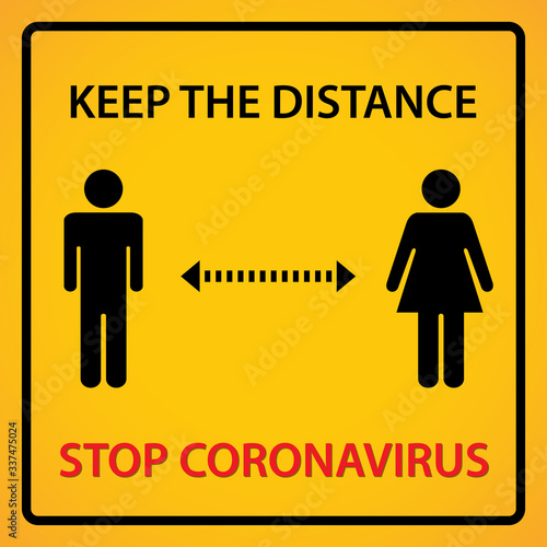 Social Distancing warning sign  coronavirus or covid-19 vector illustration design