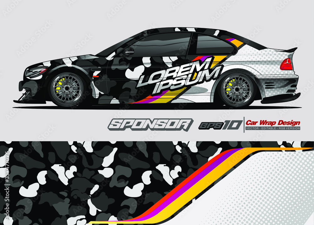 Fototapeta premium abstract background vector for racing car wrap design and vehicle livery