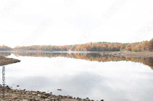 Fall color tour at Birch Pond in New England