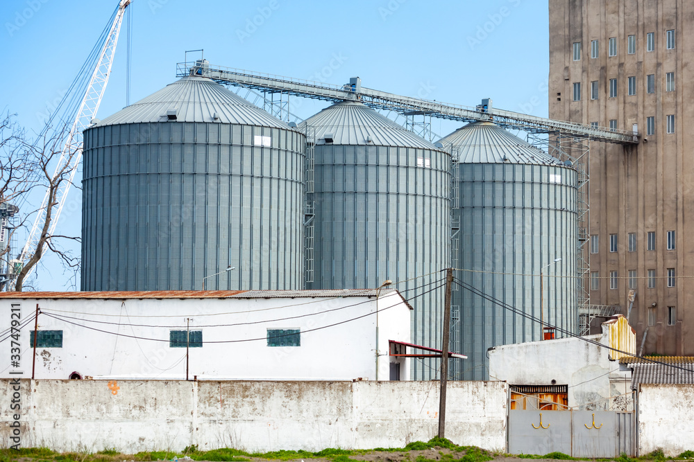 flour mill grain elevators and railroad tracks in Poti, Georgia flour mill grain elevators and railroad tracks in Poti, Georgia