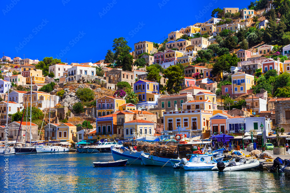 Travel in Greece - colorful island Simi (Symi) in Dodecanese
