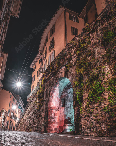 the city of Bergamo, with its monuments, the UNESCO World Heritage Venetian walls that surround the upper city photo