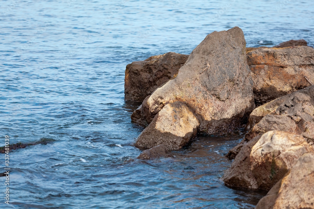 Waves on the coastal stones of the Black Sea, Poti