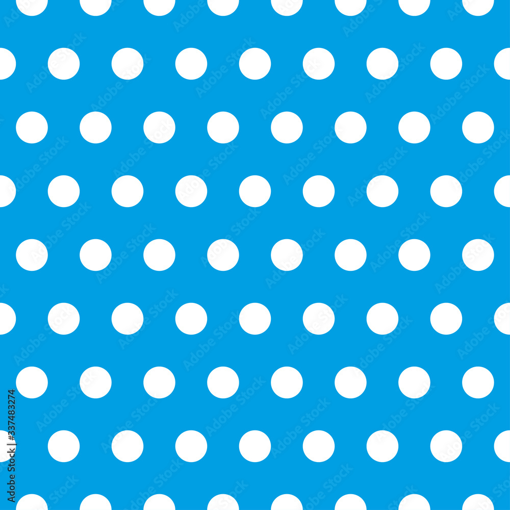 White Polka dot seamless on blue pattern vector