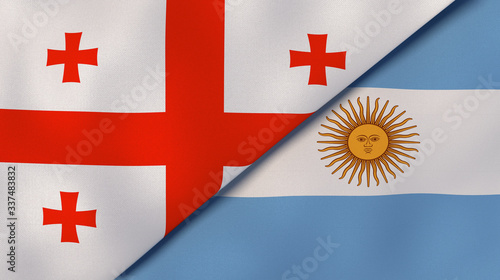 The flags of Georgia and Argentina. News, reportage, business background. 3d illustration photo