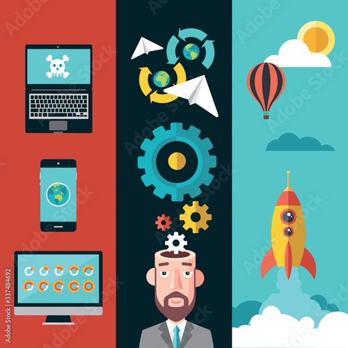 Elementos infográficos sobre emprendimiento y negocios en formato vectorial