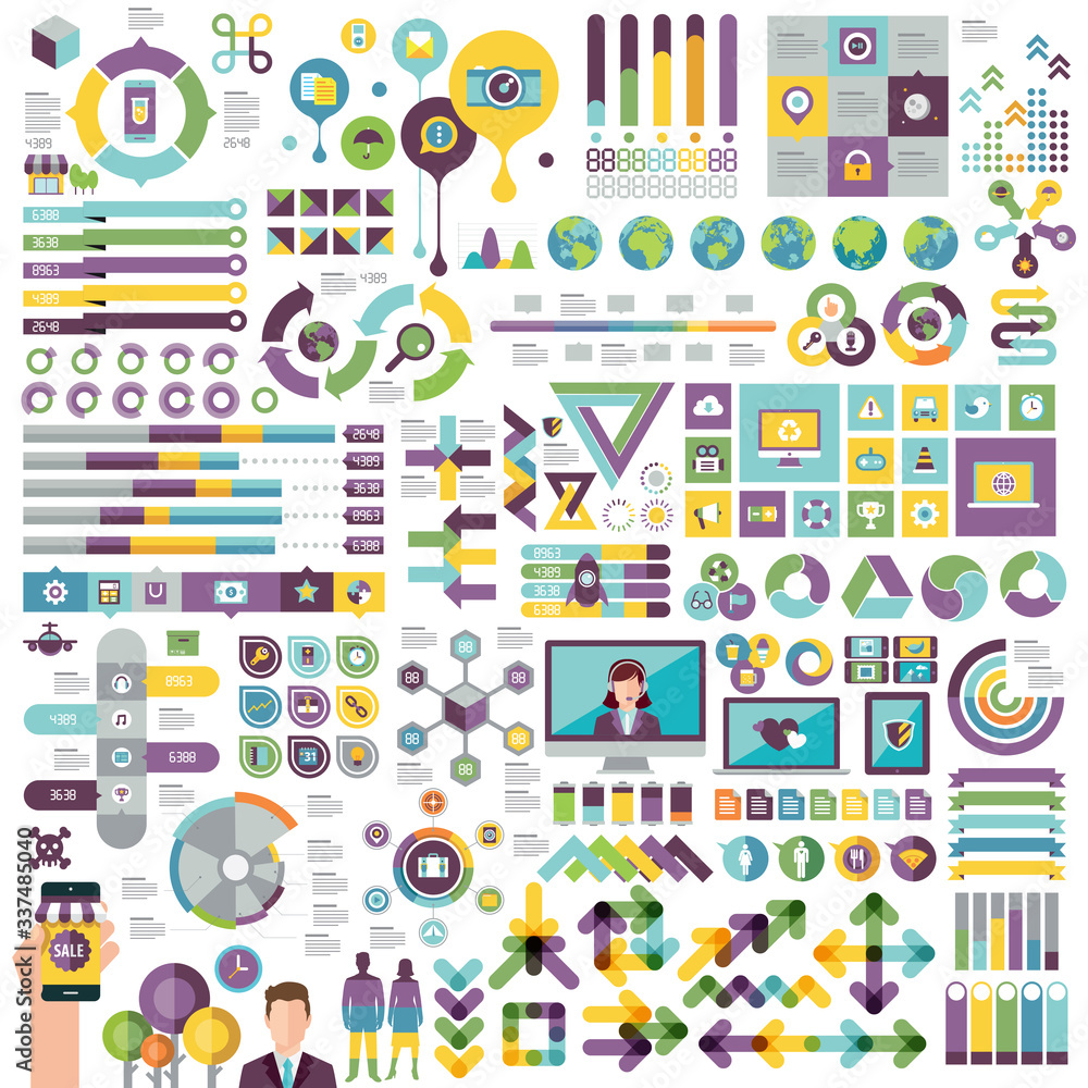 Grupo de Elementos Infográficos y Tecnológicos en formato Vectorial
