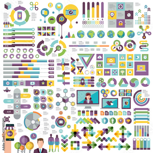 Grupo de Elementos Infográficos y Tecnológicos en formato Vectorial