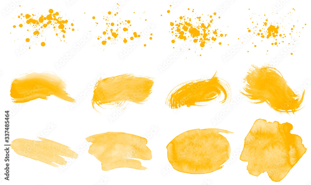 Vector set of yellow paint splashes, drops and smears Vector set of yellow paint splashes, drops and smears