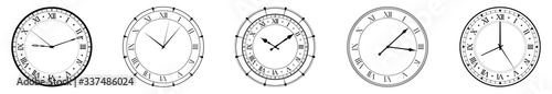 Vintage watch. Set of different watches. Watch set. Time. Any watch to choose from. Vector graphics on a white background in a flat style.