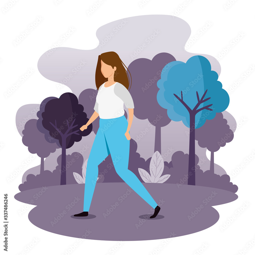 young woman in park landscape vector illustration design young woman in park landscape vector illustration design