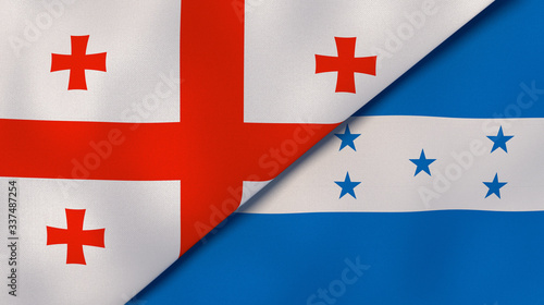 The flags of Georgia and Honduras. News, reportage, business background. 3d illustration photo