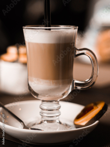 cup of cappuccino with chocolate latte