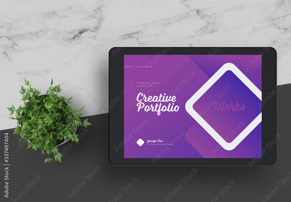 Online Porfolio and Resume Layout with Purple Accents Stock Template ...