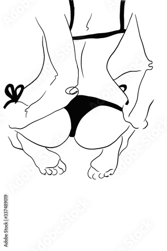 Seductive young woman in lingerie. Female slender body. Hand-drawn illustration, sketch. isolated on white background