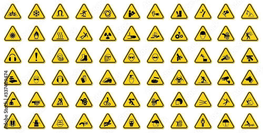 Warning Hazard Symbols labels Sign Isolate on White Background,Vector Illustration Warning Hazard Symbols labels Sign Isolate on White Background,Vector Illustration