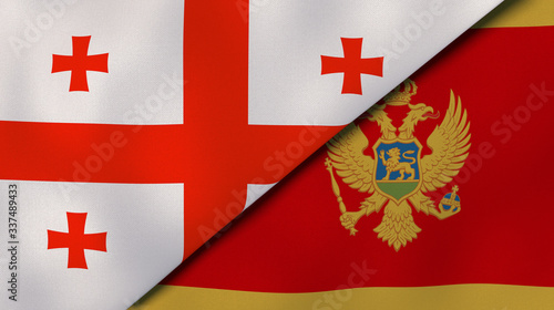 The flags of Georgia and Montenegro. News, reportage, business background. 3d illustration photo