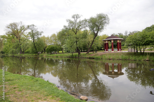 View of the river in the Loshitsky park in the city of Minsk, Belarus