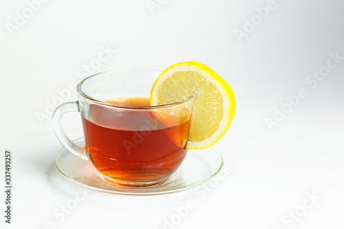 a cup of tea with lemon