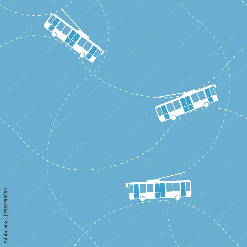Seamless flat cartoon vector pattern with trolleybus Stock Vector ...